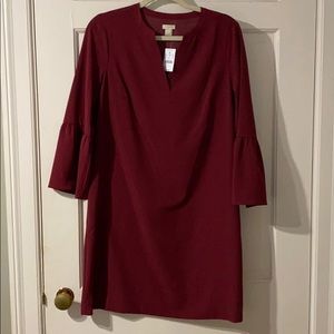 J. Crew Factory Burgundy Bell Sleeve Dress